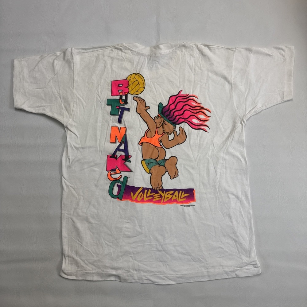 Vintage 1993 Butt Naked‎ Volleyball T Shirt Size XL Single Stitch Made In USA